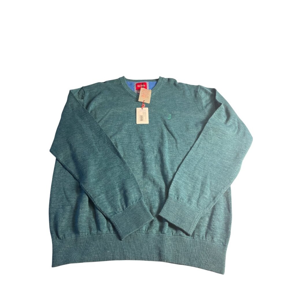 6th Sense global design Men’s XL Teal 100% Cotton V-Neck  long sleeve Sweater